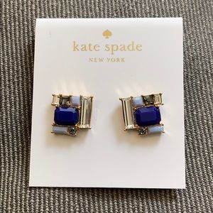 Kate Spade art-deco style earrings blue-tones